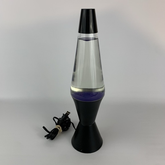 1996 Lava Lite Brand 16" Lava Lamp Clear Liquid w/ Deep Purple Wax & Black Base - Picture 6 of 16